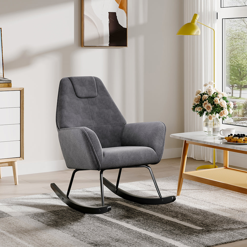 Grey velvet rocking chair hotsell