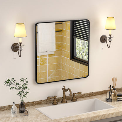 Square Bathroom Black Framed Vanity Mirror