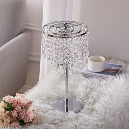 Modern Chrome and Crystal Shade Table Lamp
