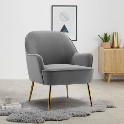 Leisure Velvet Armchair, Light Grey