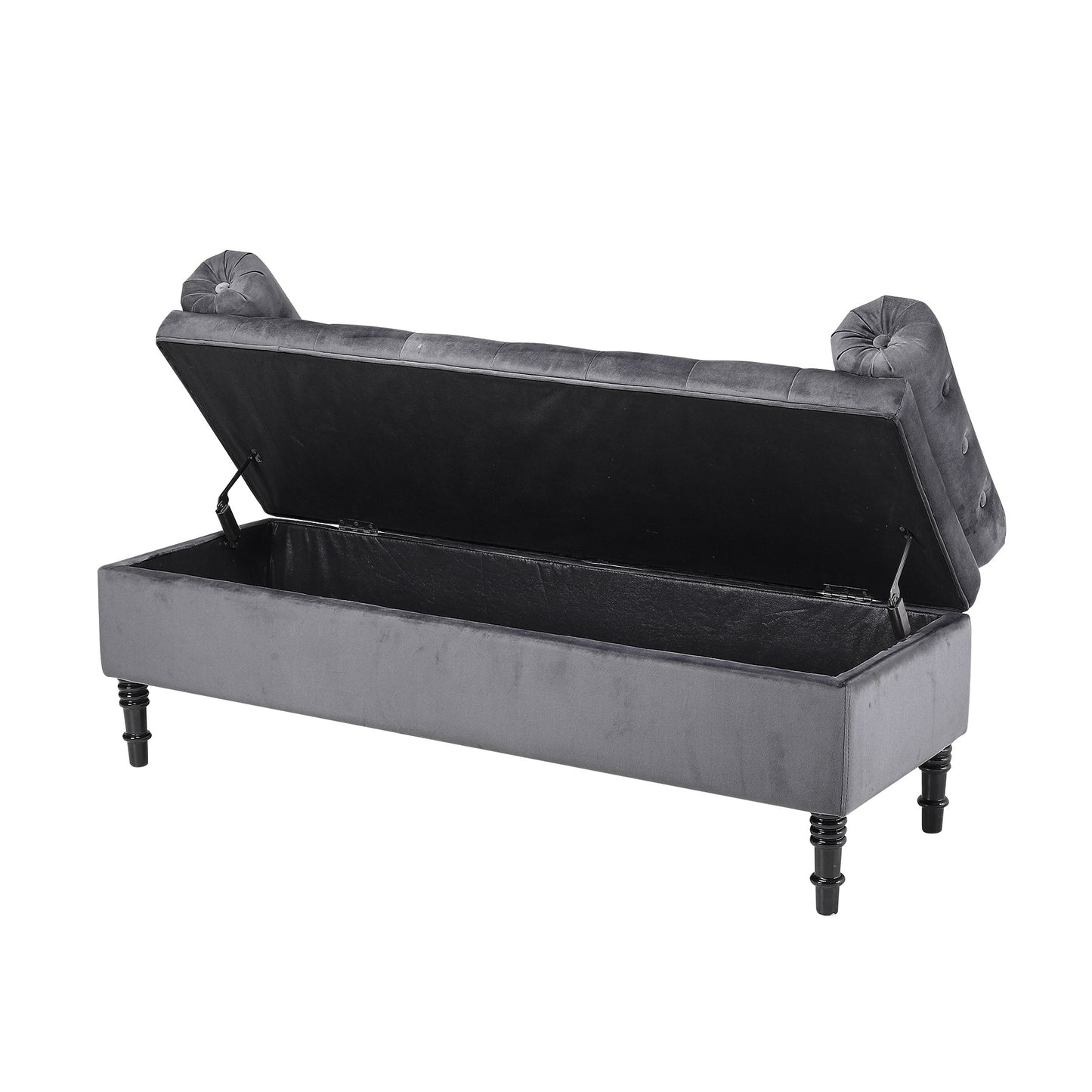 Grey Flip Top Storage Bench with Side Arms