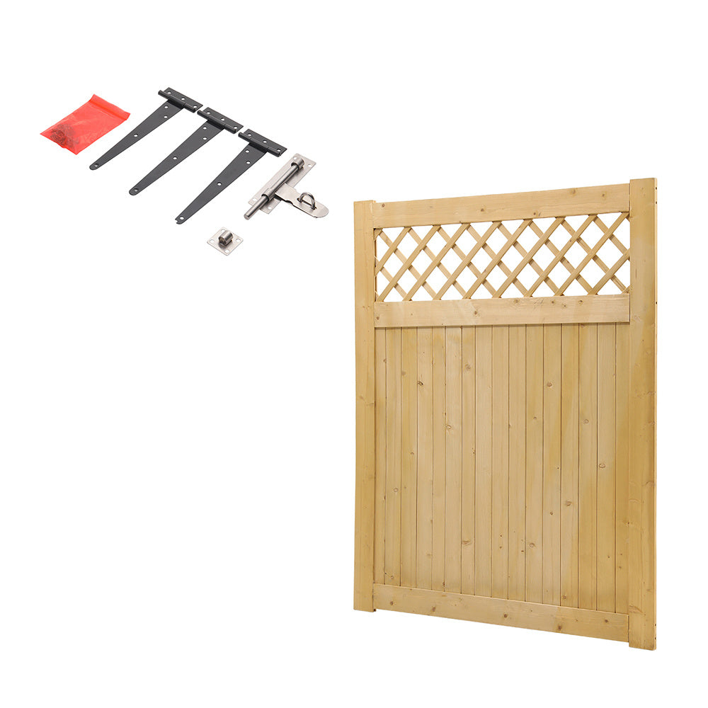 Rhombus Garden Wood Fence Gate with Door Latch