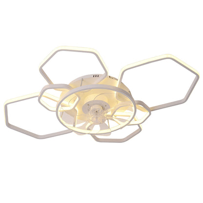 Geometrical Ceiling Mount LED Fan Light,White