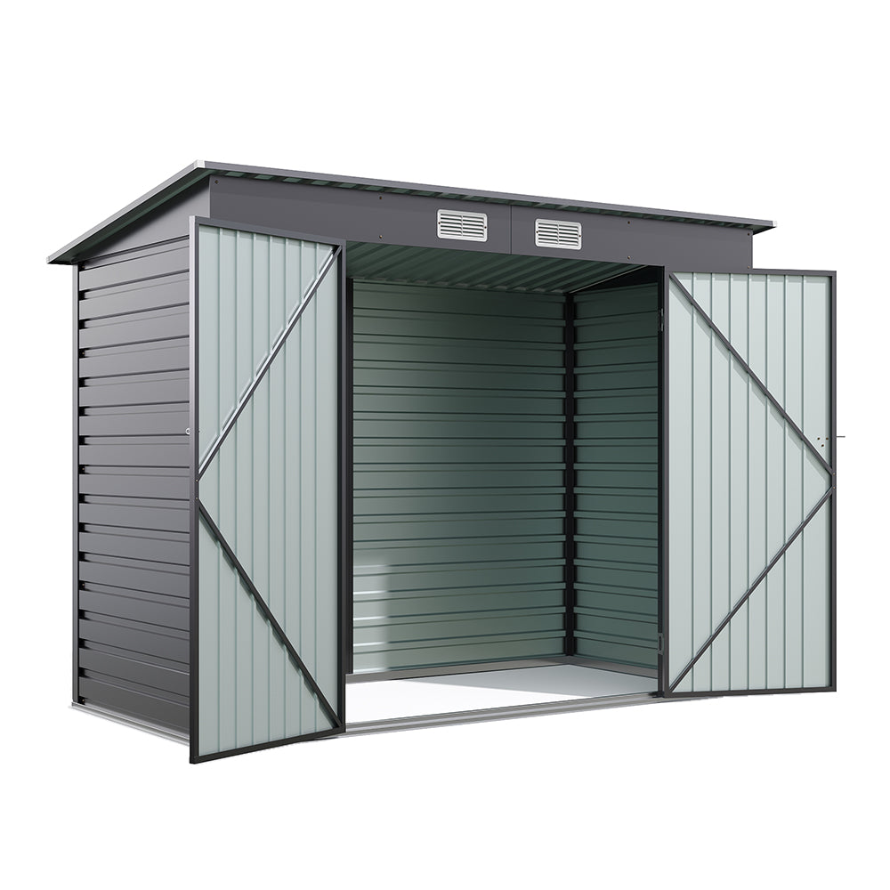 Outdoor Galvanized Steel Storage Shed with Dual Doors