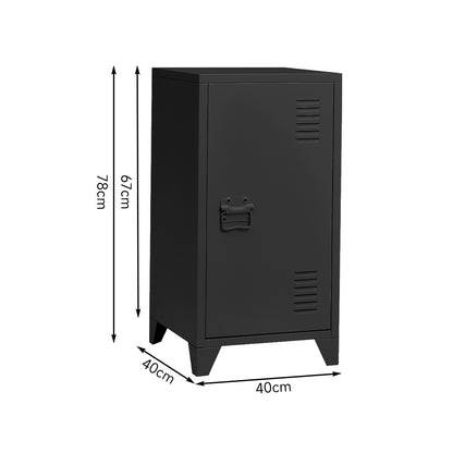 FreeStanding Metal Filing Cabinet Unit with 1 Door and 2 Tier Cabinet, Black