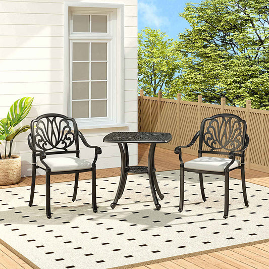 Black Outdoor Square Set of 3 Bistro Patio Set