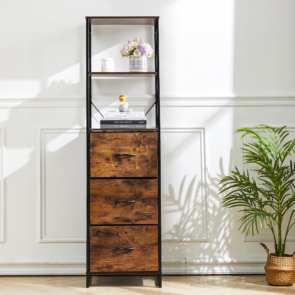 Medieval Style Wooden Storage Cabinet with Three Drawers