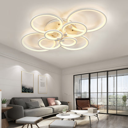 Round LED Dimmable Chandelier Ceiling Light With Remote 8 Head