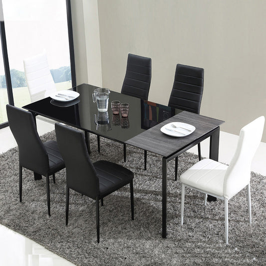 Set of 6 PU Leather Padded Seat Metal Legs Dining Chair