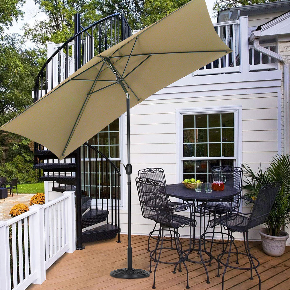 2x3M Rectangular Parasol Umbrella Patio Sun Shade Crank Tilt with Round Base, Taupe