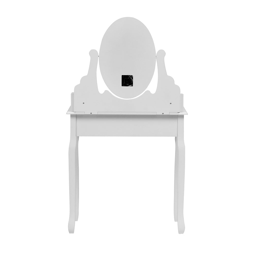 White Lighted Makeup Vanity Desk with Mirror and Stool