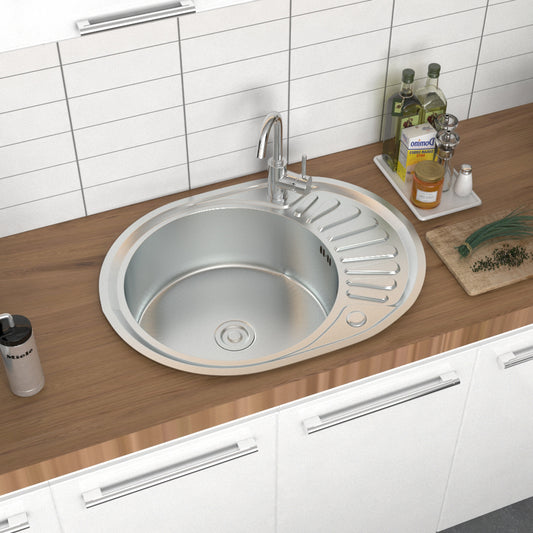 Oval Stainless Steel Single Kitchen Sink