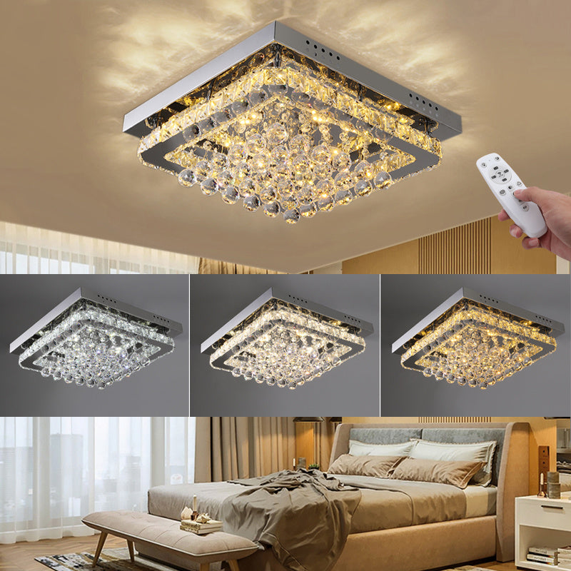 40CM Square LED Crystal Chandelier Pendant Ceiling Light Dimmable