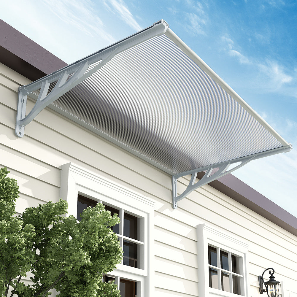 Grey Straight Door Canopy Awning Shade Shelter, 150x90x28CM