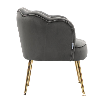 Modern Frosted Velvet Shell Accent Armchair Grey