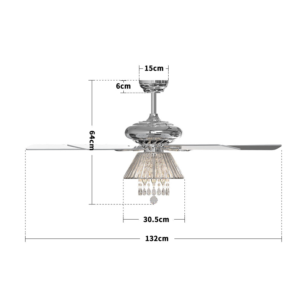 52 Inch Modern 5 Wood Blade Ceiling Fan Chandelier