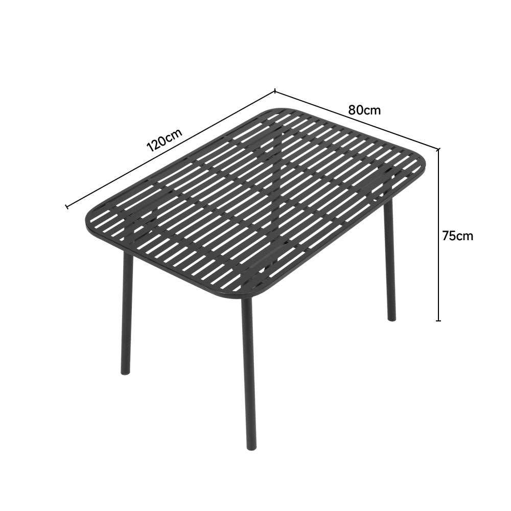 Black Rectangular 120x80cm Outdoor Garden Metal Table