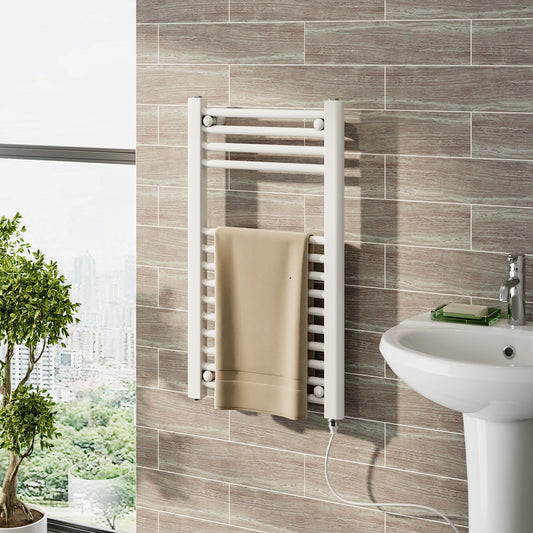 White 70x40cm Designer Flat Heated Electric Towel Warmer