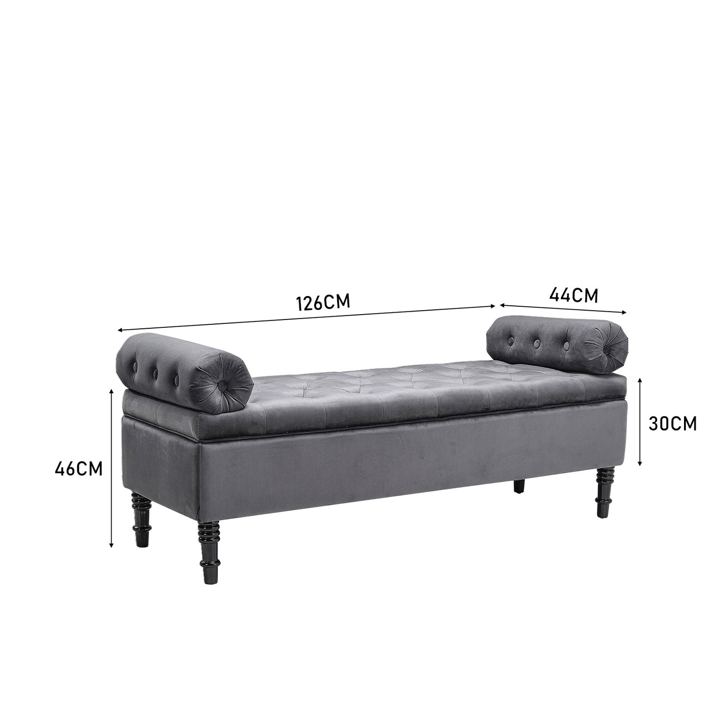 Grey Flip Top Storage Bench with Side Arms