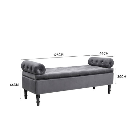 Grey Flip Top Storage Bench with Side Arms