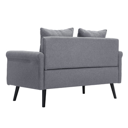 Grey Upholstered Loveseat with Rolled Arms