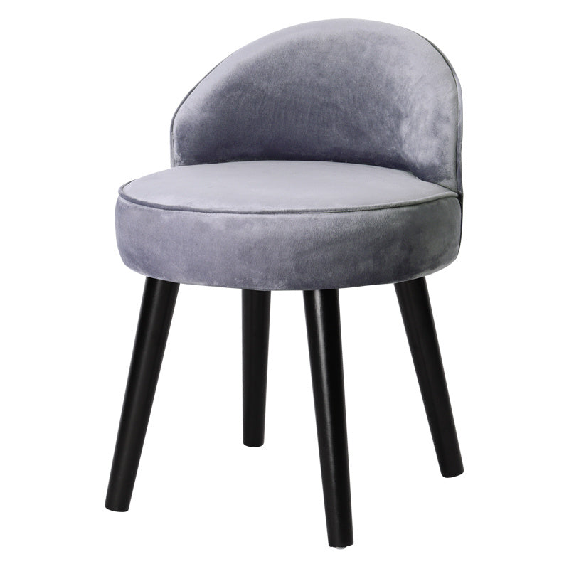 Velvet Dressing Table Stool, Light Grey