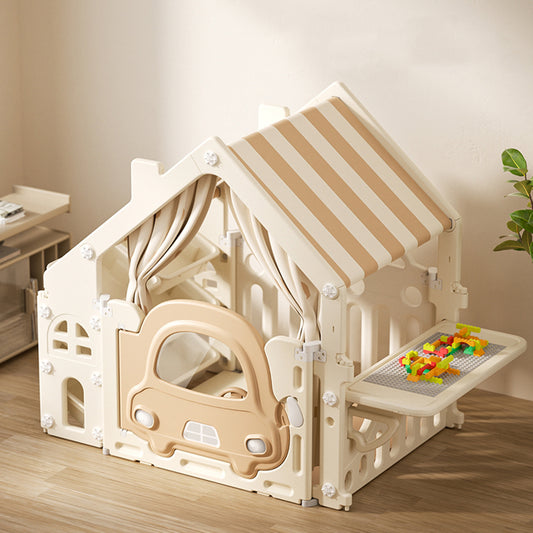 Khaki Playhouse with Storage Rack and Building Block Table