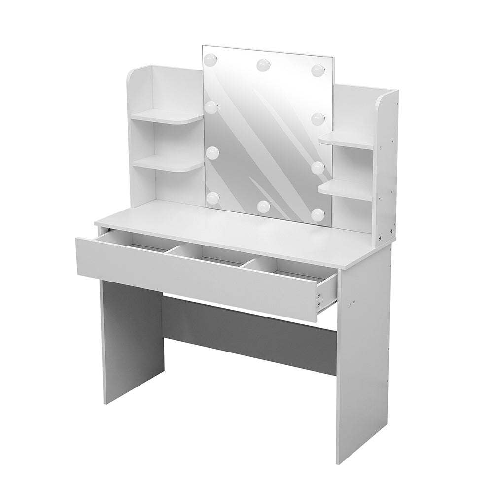 White 108cm Modern Hollywood Vanity Desk with Lighted Mirror