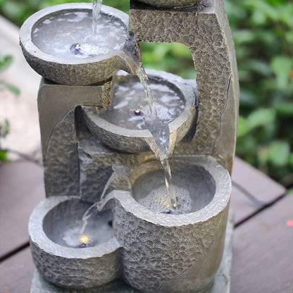 Grey Outdoor Garden Solar powered Resin Water Fountain