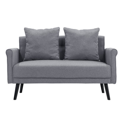 Grey Upholstered Loveseat with Rolled Arms