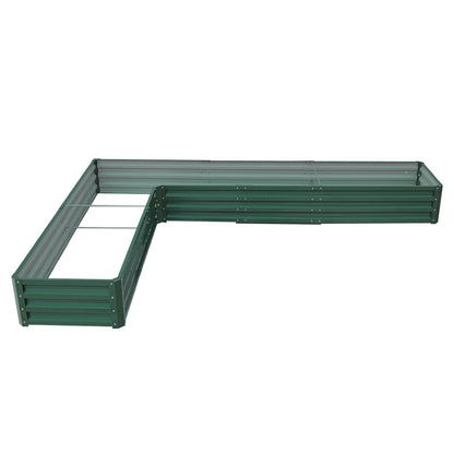 Dark Green L-Shaped Galvanized Steel Raised Garden Bed