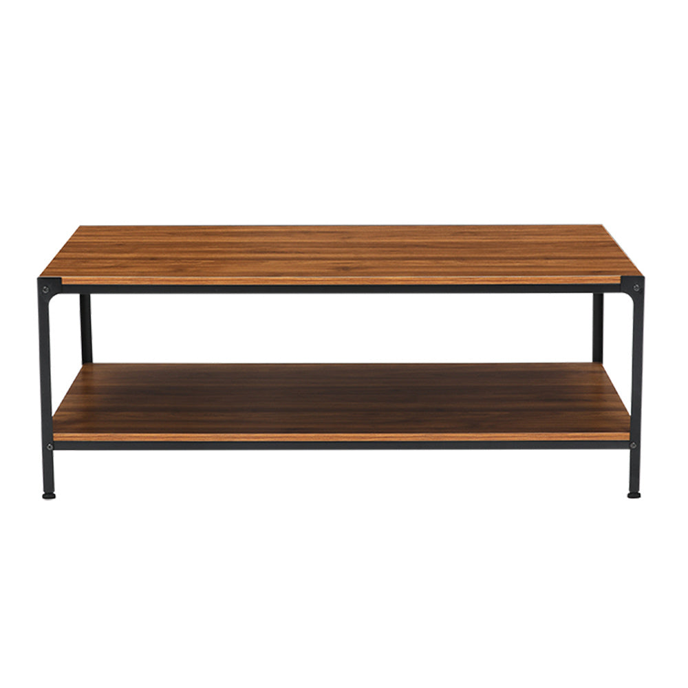 Rectangular Coffee Table with Two Tiers and Walnut Finish