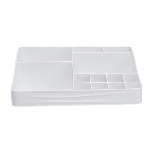 White Plastic Makeup Organizer with 13 Compartments