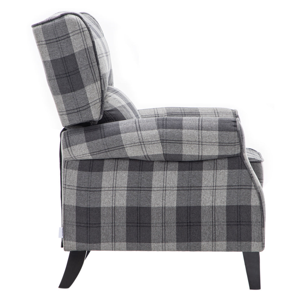 Fabric Wingback Recliner Armchair with Retractable Footrest , Grey Mix
