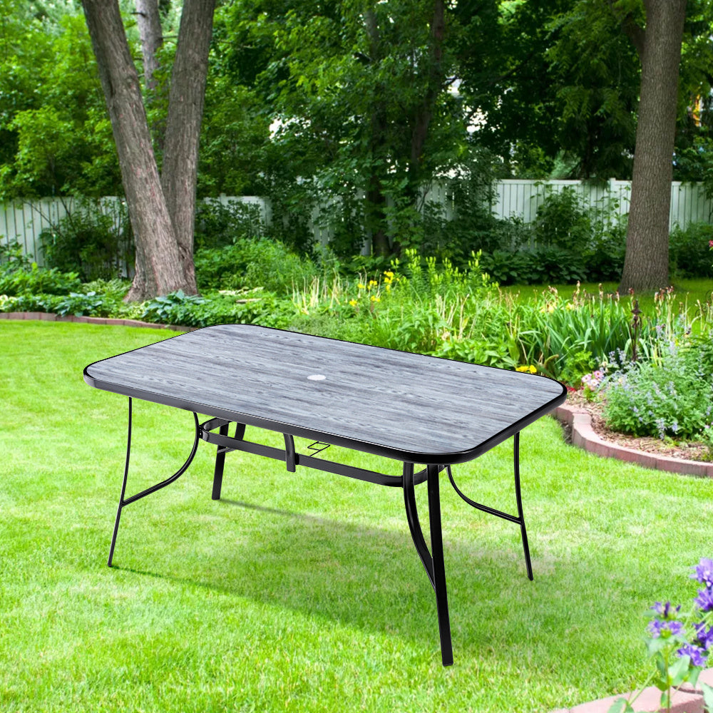 Rectangular 150cm Garden Tempered Glass Wood Grain Coffee Table