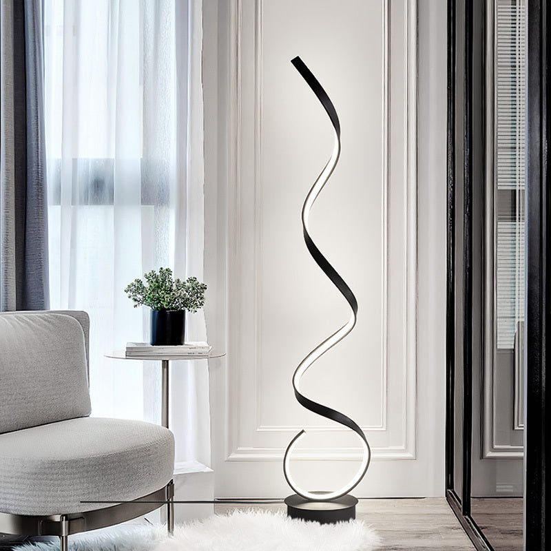 LED Living Room Spiral Floor Lamp Black