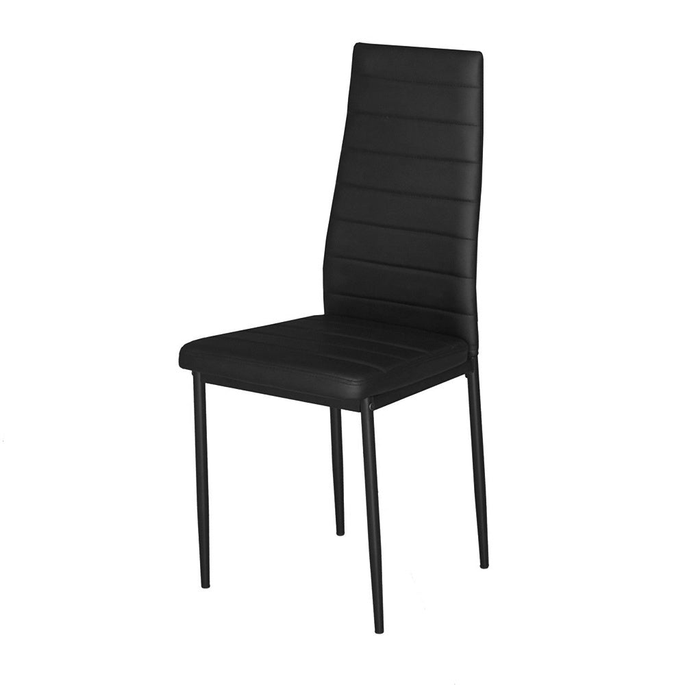 Set of 2 PU Leather Padded Seat Metal Legs Dining Chair Black