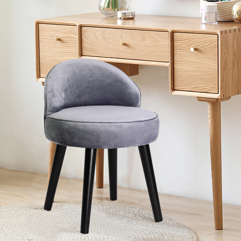 Velvet Dressing Table Stool, Light Grey