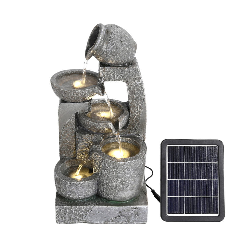 Grey Outdoor Garden Solar powered Resin Water Fountain