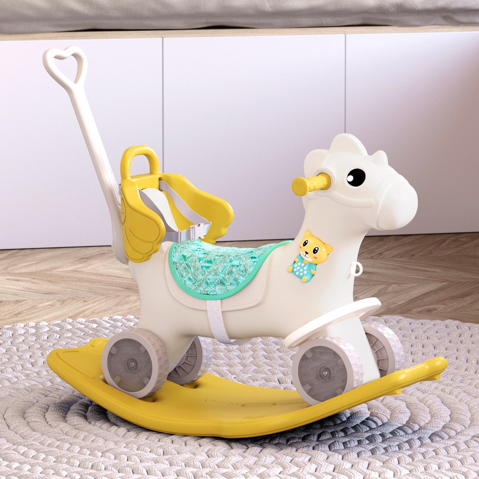 Yellow Kids Plastic Rocking Horse