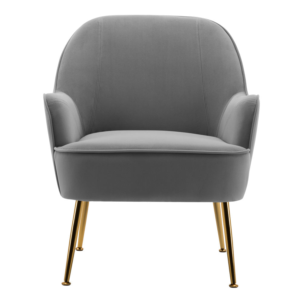 Leisure Velvet Armchair, Light Grey