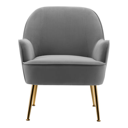 Leisure Velvet Armchair, Light Grey