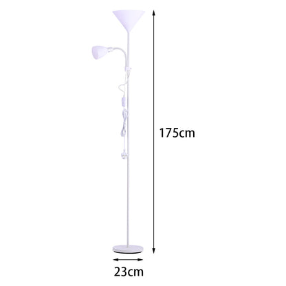 175CM Mother and Child Adjustable Floor Reading Lamp White