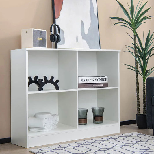 White Sideboard Cabinet with Open Shelves