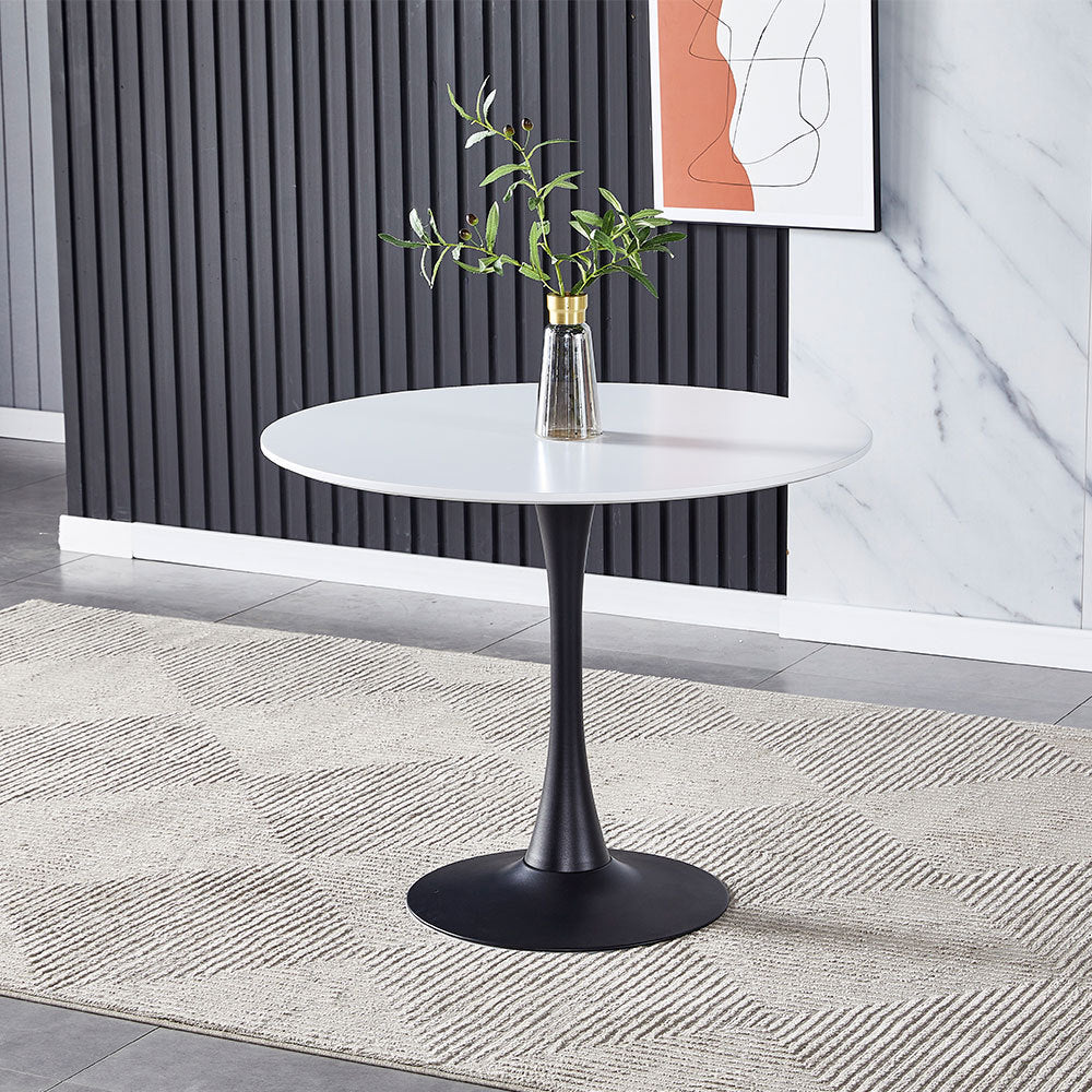 Modern Round Minimalist Dining Table Black and White