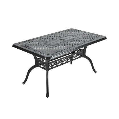 Outdoor Cast Aluminum Square Patio Table with Umbrella Hole