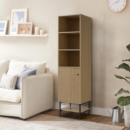 Freestanding Wooden Tall Cabinet with Bottom Shelf