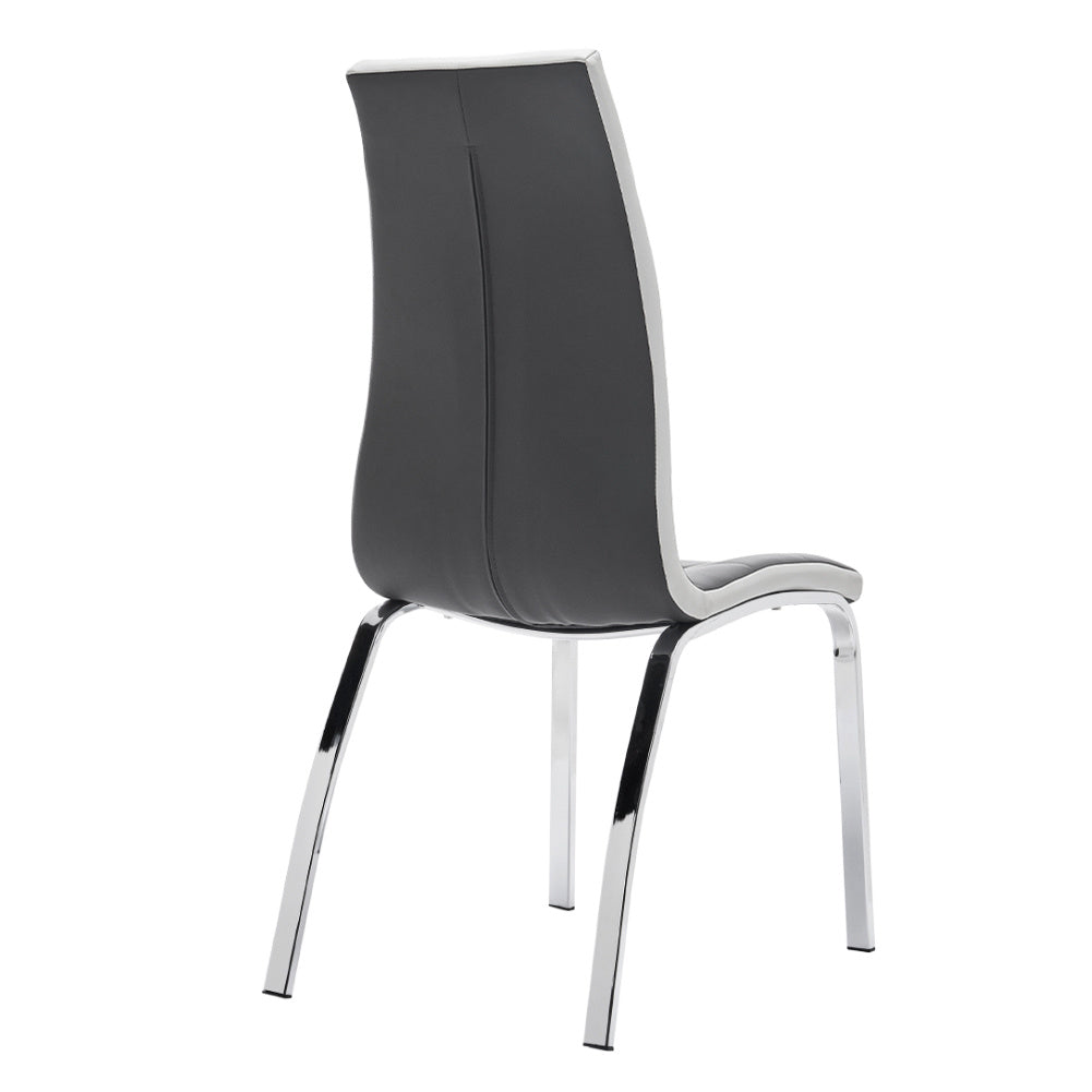 Grey Faux Leather Dining Chair with Metal Legs