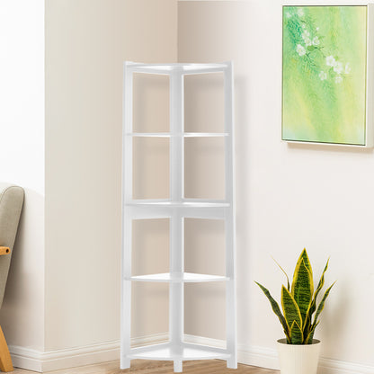 5 Tier Wooden Ladder Corner Bookshelf Display Shelf