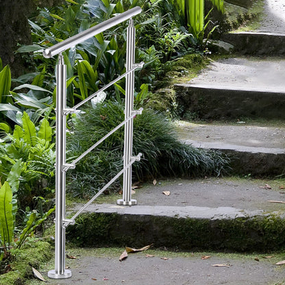 100CM Handrail Stainless Steel Balustrade with 3 Crossbars Stair Rails